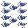 Sy Notions Tools Apparel 10st Diy Blue Fish Embroidery Appliques for Kid Clothing Iron Transfer Applique plaggtyger Badges Acce