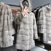 Mink Velvet Luxury natural real mink Fur Coats Women Winter Thick Loose Warm Outwear Plush Hooded Jacket Female 201214