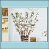 装飾的な花の花輪お祝いパーティー用品ホームガーデン65cm長い人工チェリースプルプラム桃の枝シルクフロー