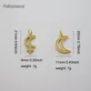 Pendant Necklaces FoRomance Woman Man YELLOW GOLD GP 18" WATER WAVE CHAIN & FULL CZ STONS MOON CUTE SHAPED 2 STYLES CAN BE CHOSEN