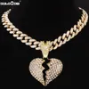 Collane con ciondolo Oro Argento Colore Uomo Donna Miami Cuban Link Chain Collana Bling Crystal Heart Iced Out Gioielli Hip Hop Regalo Elle22