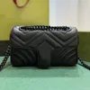 446744 Marmont sacs à bandoulière noirs complets sac de créateur femme qualité supérieure Taille 22X14X6cm