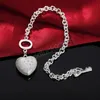 Silver Bracelets fine crystal heart key chain for women Wedding party lady Gifts high quality Fashion Jewelry 20cm