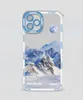 Mobiltelefonfodral för iPhone 13 12 11 Pro Max Art Snow Mountain Landscape Clear Phone-Case för X XS XR Soft Silicone Transparent Cover