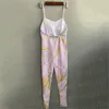 Düzensiz Baskı Kadınlar Yoga Kıyafetleri Kolsuz Tayt Tekstil Seksi Moda Sling Tulumları Lady4371246