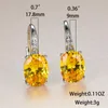 Clip-on Vis Back Trendy Femme Jaune Cristal Boucles D'oreilles Classique Argent Couleur Clip Pour Femmes Charme Mariée Ovale Zircone Boucles D'oreilles De MariageCli