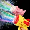 Bubble Gun Electric Automatic Soap Rockble Machine Kids Portable Outdoor Party Toy Led Light Bower Toys Kids Gifts 220527