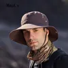 Men UV Anti Sun Hat Outdoor Fishing Climbing Hiking Sun Protection Summer Metal Breathable Fisherman Hat Short Brim Bucket Hat 220812