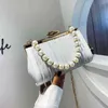 Evening Bags Ruched Fashion Lady Evening Bags Pearl Diamonds Chain Handbags Pu Ladies Design Holder Wedding Messenger 220321