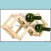 Other Bar Products Barware Kitchen Dining Home Garden Creative Wood Wine Bottle Rack Foldable Rhombus Shaped Countertop Small 3 Organizer