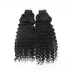 12A Mongolian Afro Kinky Curly Tape في امتدادات الشعر البشري للنساء السوداء 50G/20pcs في جودة عالية