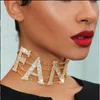H￤nge halsband Hip Hop Multi-Layer Necklace Fancy Letter Ins Sexy Rhinestone Chokerpendant