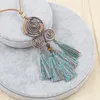 Pendant Necklaces Spiral Tassels Long Necklace Bohemia Brown Green Beads Fashion Sweater Chain Ethnic Women JewePendant