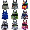 Designers Womens Tracksuits 2022 Fashion Cartoon Printed Crop Top Shorts Yoga Outfits Sports Fitness 2 Piece Baddräkter