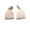 Collares pendientes, 1 unidad, ágatas naturales, forma de cabeza de Buda, cuarzos rosas, colgantes de piedra de ojo de tigre para hacer collares de joyería DIY, tamaño 20x23mm