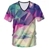 Anpassad T-shirt Homme Sexig Deep V-hals T-shirts unisex 3D Colorful Diamond Full Print Tee Shirt Summer Hip Hop Tops Tees S-7XL 220619