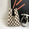 Mini Niche Designer Knitted Checkerboard Pattern Shopping Bags Texture Handbag Casual Tote