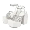 Sandali Moda Donna Scarpe Sexy Chunky Tacchi alti Piattaforma Crystal Dress Party Wedding Cinturino alla caviglia Lady 1-CHC-25Sandals