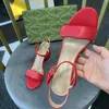 Leather mid-heel sandal 2022 summer new fashion design women breathable wild fashion shoes sole size 34-42