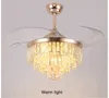 48Inch Crystal Chandelier Ceiling Fan Lamp With Invisible ABS Blades Dimming Changeable Remote Control 110V 220V Gold 42inch
