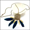 Pendant Necklaces Pretty Tassel Feather Necklace Vintage Exquisite Long Chain Bohemian Sweater Statement Drop Delivery 2021 Mjfashion Dhhsu