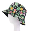 Sombrero de cubo de estilo rural de verano Sombrero de pescador de algodón unisex Frutas Mariposa Impresión floral Visera Gorras Desgaste de doble cara Sombreros de pesca Al aire libre Fácil de llevar