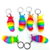 Kleurrijke slak Slak Keychain Caterpillar 7,5 cm Fidget Toys Super Decompressie Creatieve auto Key Chain Bag Poll Hanger Geschenken