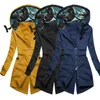 女性のジャケットファッション女性のジャケットのカジュアルな暖かいオーバーコートパーカーソリッドカラープリントパッチワーク2022秋冬不規則コート