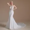 2022 Fotos reales Sexy sirena vestidos de novia Halter encaje apliques playa sin espalda vestido de novia sin tirantes CPS1994