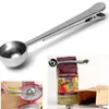 Wholesale- Style Universal Heathful Cooking Tool Stainless 1 Cup Ground Coffee Measuring Scoop Spoon With Bag Sealing Clip Good Helper