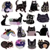 Pimler broşlar kara kedi broş fantezi gizemli hayvan rozeti cadılar bayramı çılgın kediler bayan yaka pin kedi aşığı sihirbaz cadı aksesuarpinler