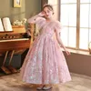 2022 Розовые платья цветочниц с цветочной девушкой драгоценный шейный платье с кружевными аппликациями бусинки с блестками детские детские девчонки.