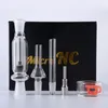 Ship by Sea Micro NC Kits Hookahs Nector Collectors Mini Liten 10mm Joint With Titanium Nail Stråspets Dish Black Red White Box Rökningstillbehör NC01