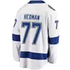 Camisas de hóquei Steven Stamkos 91 Nikita Kucherov 86 Andrei Vasilevskiy 88 Ponto 21 Hedman 77 Cirelli 71 Azul Branco Preto 2022 Estádio Tamanho da Série S-XXXL Costurado Homens