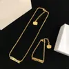 Europe & America Simple Fashion Necklaces Letter Pendant Letters Braceletd Medusa Head Portrait Pattern Greece Meander 18K Gold plated Womens Designer Jewelry Set