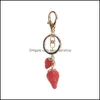 Kliny Akcesoria modowe Stberry czerwony brelok do kluczy dla kobiet dziewczyna biżuteria symatowana owoce owoc