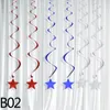 Party Decoratie American Independence Day Banner Pull Flag Paper Blue Tassel Curtain String Spiral Star Garland Confetti DecorParty