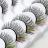 3D Faux Mink Eyelashes 5 Pairs Colorful Party Red Pink Green Natural Looking Soft False Eyelashes