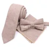 Bow slipsar topp 50%ull mjuk 7 cm slips bowtie hankie sätter brun rosa gröna fast rutiga plädisil män bröllop kostym party cravat tillbehör för presentbåge