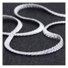 925 Silver Chain Necklace 5mm Full Sideways Cuban Link Necklace Chain For Woman Men Fashion Hip Hop Jewelry