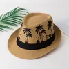 Berets Fashion Men Women Summer Beach Strailby Jazz Cap Coconut Tree Casual Sun Panama Hat лента лента Bandberets wend22