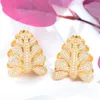 Hoop & Huggie Fashion Gold Flower Cubic Zirconia Earrings Trendy Charms DUBAI Big Round Statement Earring For Women Wedding JewelryHoop Hugg