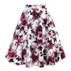 Прибытие лето линия винтажная цветочная юбка 50-х годов Pin up стиль рокабилли колеблется женщины ретро высокая талия MIDI 220317
