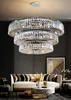 Lustre de plafond de luxe moderne pour salon grand anneau/led carré luminaires pour la maison lampe d'intérieur en cristal chromé