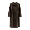 Autumn Winter wool coat Single breasted Maxi coat 201215