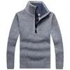 Men's Hoodies & Sweatshirts Warm Fashion Winter Knitted Half Fleece Sweater Thick Turtleneck Men Sweaters Casual Mens Solid Coat Zip Pullove