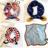 100% Pure Silk Scarf Women Neck Hair Band Foulard Square Small Headband Fashion Print Neckerchief Scarves Bandana 53*53cm 220516