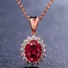 Women Wedding Jewelry sunflower diamond red zircon sweet pendant 18K gold necklace girlfriend's birthday party Valentine's day gift