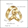 Eheringe Schmuck Mode Gold-Farbe Paar und Zirkonia Edelstahl Verlobungsring für Frauen Männer Drop Lieferung 2021 F4UMG