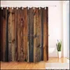 Душевые занавески аксессуаров для ванной комнаты домашняя сад деревенская деревянная деревянная панель коричневая планка занавеска забор и коврик для водонепроницаемой DHM8